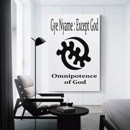Gye Nyame Except God Adinkra Symbol African Canvas Printing Wall Art Prints Posters Spiritual Faith Minimalist Wall Decor for Living Room Bedroom Office Classroom 12x18inch(30x45cm) style-1 18"L x 12"W
