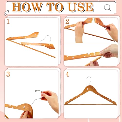 Cinnvoice 5 Pcs Wooden Pearl Bridal Dress Hanger, Wood Color, Classic
