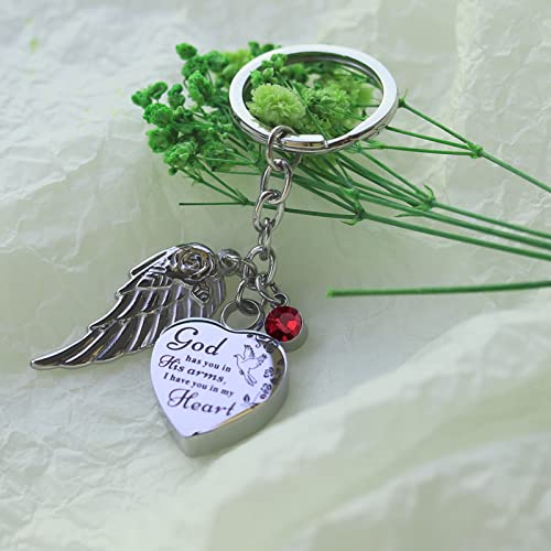 Heart Urn Necklace for Ashes Cremation Jewelry Urn Keychain for Ashes with Birthstone Cremation Keychain January
