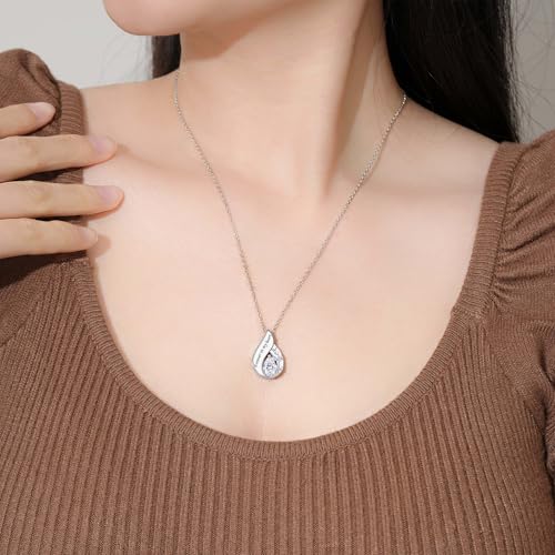 Teardrop Urn Necklaces for Ashes- 925 Sterling Silver Cremation Necklace White