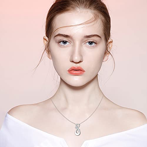S925 Sterling Silver Infinity Urn Necklaces Teardrop Cremation Jewelry for Ashes Keepsake Memorial Pendant for Women Men Loved ones Double Heart