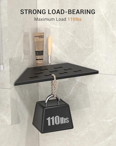 10” Shower Foot Rest for Shaving Legs, 304 Stainless Steel Corner Shower Step with Shaving Holder, Non-Slip Recessed Wall Mounted Bathroom Foot Ledge, Black