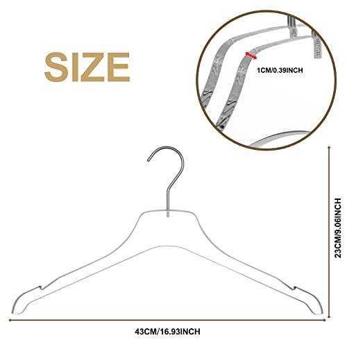 Quality Acrylic Clear Hangers, Made of Clear Acrylic for a Luxurious Look and Feel with Swivel Hook (Clear - Shirt, 5) Clear - Shirt