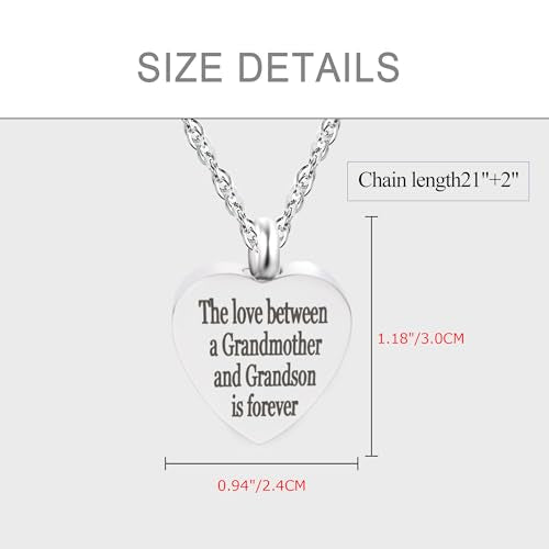 Gredstar Urn Necklace for Ashes,Grandmother and Grandchild Memorial Pendant silver