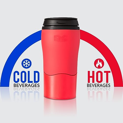 Mighty Mug Plastic Travel Mug, No Spill Double Wall Tumbler, Cold/Hot, Cup-Holder Friendly, Dishwasher Safe, (Red, 12oz) Red 12 ounces