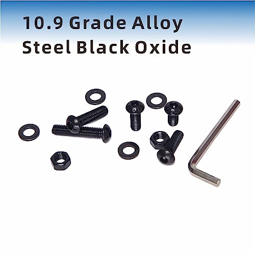 Xjsutisky 150-piece M6 button head hex socket cap screw, bolt, nut and washer assortment kit in black oxide steel