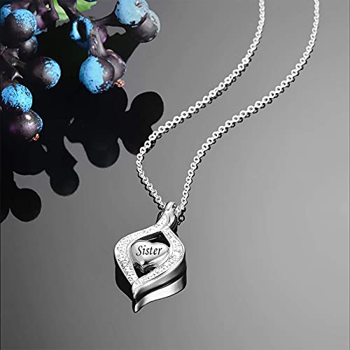 Teardrop Eye of My Heart Crystal Cremation Urn Necklace for Human Pet Ashes Holder Memorial Keepsake Pendant Jewelry Sister