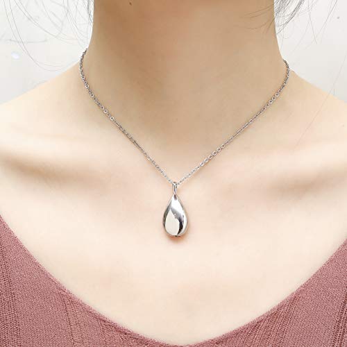Cremation Jewelry Urn Necklace for Ashes Stainless Steel Memorial Keepsake (Sliver)
