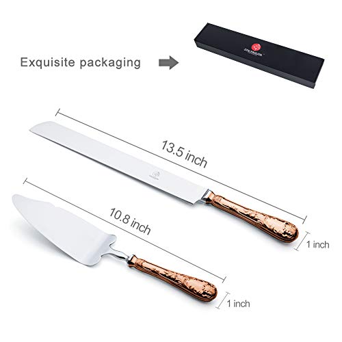 2 Piece Wedding Cake Server Set,18/10 Rose Gold Stainless Steel Dessert Set Pie Server Cake Cutter Knife for Birthday,Anniversary,Holiday,Baby Shower,Party