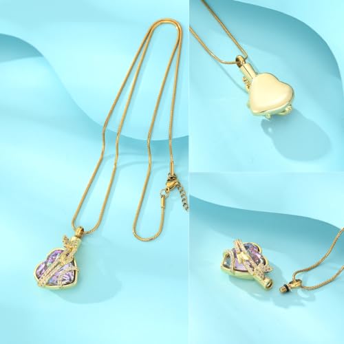 Hearbeingt Butterfly Heart Urn Necklaces for Ashes Cremation Jewelry Gold-Pink
