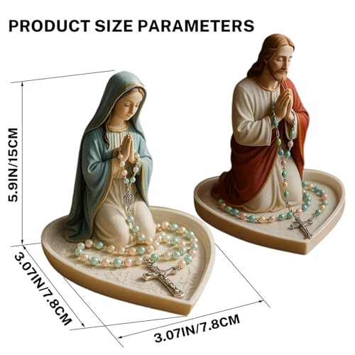 Virgin Mary Rosary Holder,Rosary Holder Catholic,Jesus Rosarys Holders,Elegant Our Lady Prayer Rosarys Box Religious,Necklace Display Rack for Bedroom Living Room Desktop Decoration (Mary)