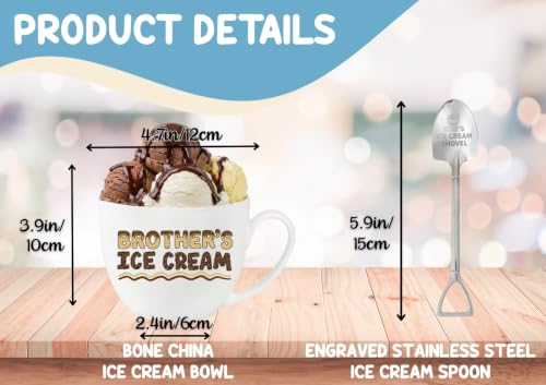 InnoBeta Brother Gifts, Gifts for Brother Ice Cream Bowl Scoop Shovel Spoon Set for Christmas, Birthday