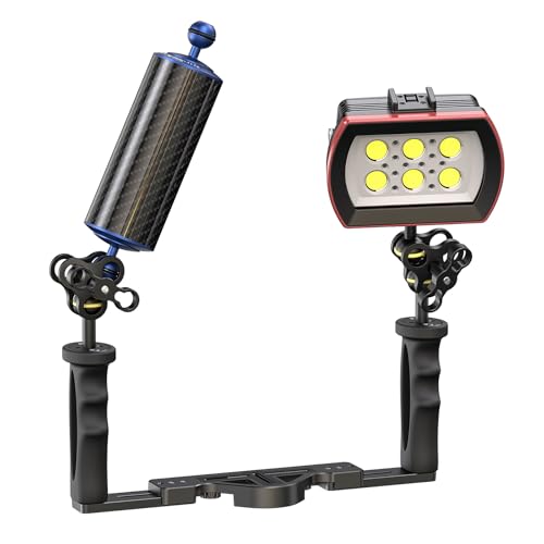 Carbon Fiber Underwater Float Arm with Dual Ball Mounts for Photography and Video, Compatible with Diving Trays, Video Lights, Strobes (Blue, 60mm8') 60mm8' blue