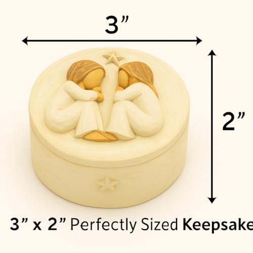 GoGnome Forever Friends Resin Keepsake Box – Hand-Painted Friendship Gift Box with Two Angel Figures, 3” x 2”H – Sentimental Gift for Women, Best Friends, Birthday, or Sympathy (Friendship)