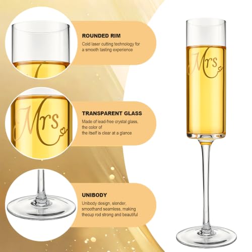 Wedding Cake Knife and Server Set with Mr & Mrs Champagne Flutes