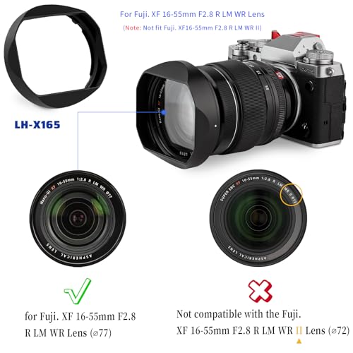 Haoge LH-X165 Square Metal Lens Hood Shade with Metal Cap for Fujifilm Fuji Fujinon XF XF16-55mm F2.8 R LM WR Lens xf 16-55mm/f2.8