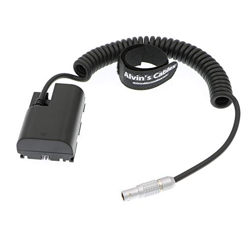 Alvin's Cables LP E6 Dummy Battery to 2 Pin Male Power Coiled Cable for Canon 5D Straight 2 pin