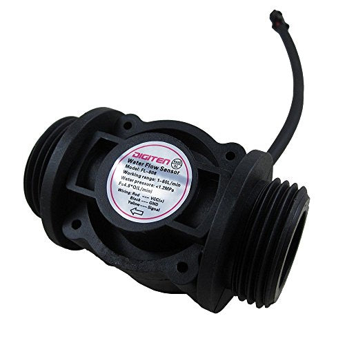 DIGITEN Water Flow Control LCD Display+G1 Water Flow Hall Effect Sensor Switch 1-60L/min+Solenoid Valve Normally Closed N/C+12V Power Adapter