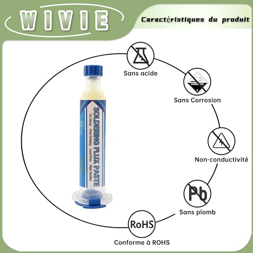 Solder Paste Flux Lead Free No-Clean Solder Paste Flux for Repair SMD/PCB/IC/BGA, Supplied by WIVIE (4 Packs) 40cc