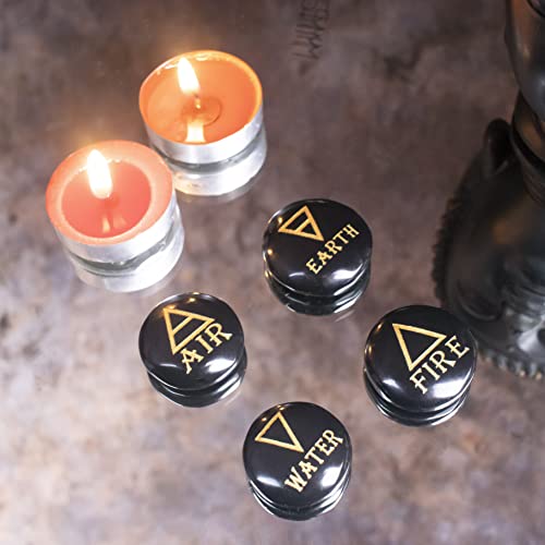 Crocon 4 Elements Black Tourmalinetones Round Shape Engraved Triangle 4 Elements - Black Tourmaline (Round Shape )