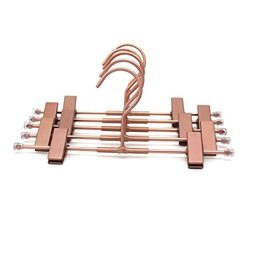 Pants Hangers 11.8" Space Saving Rose Gold Clothes Skirts Hanger 20 Pack Adjustable Clips for Jeans Trousers Display Closet Storage Scarves Slack Garment Multifunctional Rack