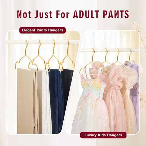 DOIOWN Gold Pants Hangers, 12 Pack Matte Aluminum Pants Hanger, 13.3” Light & Sturdy Gold Hangers Closet Organizers and Storage for Jeans, Strap Dress, Kids Clothes