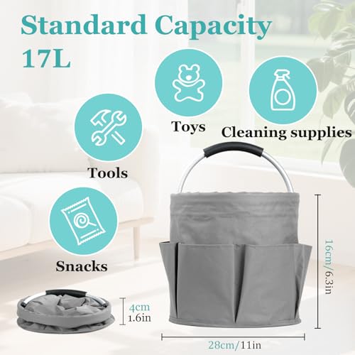 WOOHA Tool Organizers Bag 34L Collapsible Tool Bag Shower Caddy Basket Outdoor Camping Bathroom Caddy Home Bathroom Storage Bath Wash Bag（Black+Grey） 2 Pack Black+grey