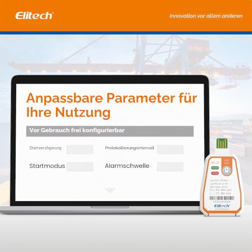 Elitech RC-17 Disposable Temperature Logger USB 180 Days Continuous Recording 16000 Data Sets for Food Medication & Vaccine Cool Chains Alarm Function, IP67 Water Protection 1
