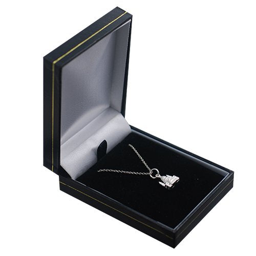 Silver 11x10mm solid St. Paul's Cathedral Pendant with a 1mm wide rolo Chain 60.0 Centimetres