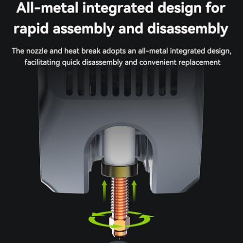Creality Unicorn Quick Swap Nozzle for K2 Plus, Hi, 3D Printer Accessories All-Metal Integrated Design Hardened Steel Tip Copper Titanium Alloy Throat Nozzle Kit for K2 Plus, Hi