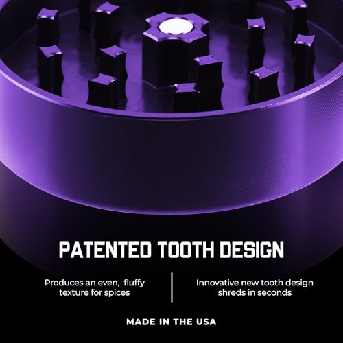 Santa Cruz Shredder Metal Herb Grinder Knurled Top for Stronger Grip 3-Piece Large 2.7" (Purple) Purple