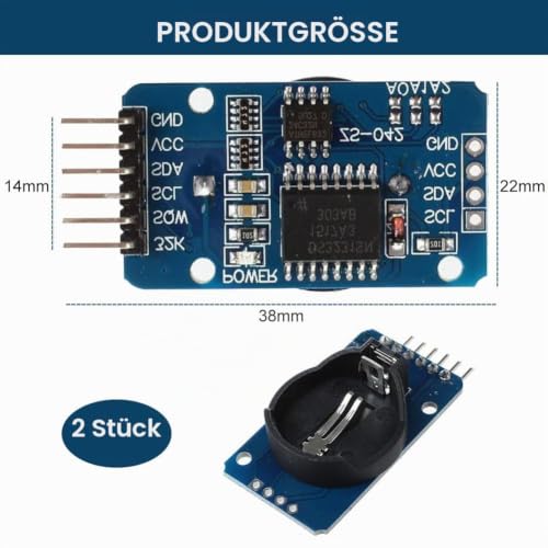 Real Time Clock RTC Module, AT24C32 I2C Module, RTC DS3231M I2C Real Time Clock, High Precision 24C32 Memory Clock Module, Compatible with I2C Real Time Clock, Real Time Clock RTC, Compatible with Arduino, Pack of 2