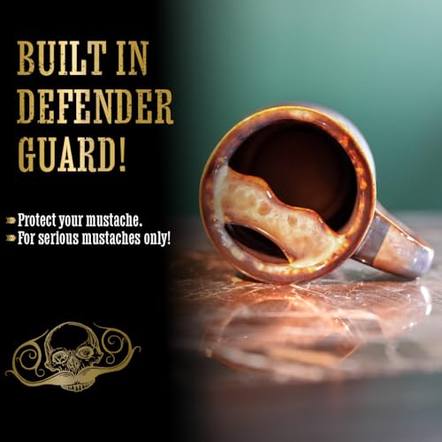 Mustache Guard Coffee Mug Right Handed for Men Defender Death Grip