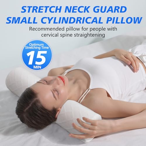 Cozyhealth Cervical Roll Pillow, Medium Soft Memory Foam Neck Round Pillow Cylinder Bolster Pillow for Sleeping, Round Neck Support for Bed, Legs, Back and Yoga (White, Large - 4.7" H) White
