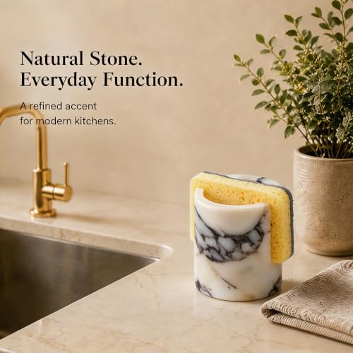 Natural Calacatta Viola marble dish rack for kitchen sink, stylish sponge holder and drying rack from YMXYJM
