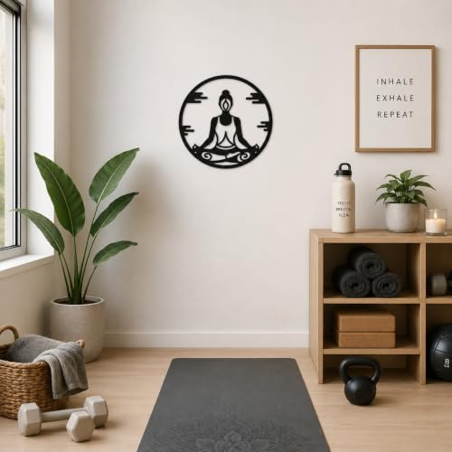 Meditation Circle Metal Wall Art, Yoga Room Decor, 12 x 12 Inch