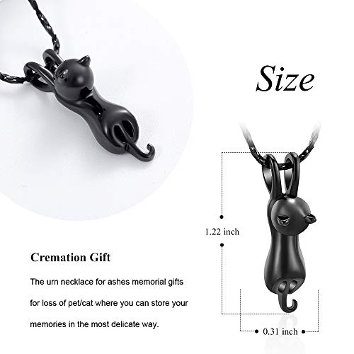Imrsanl Pet Cremation Jewelry for Ashes Cat Urn Necklace Black