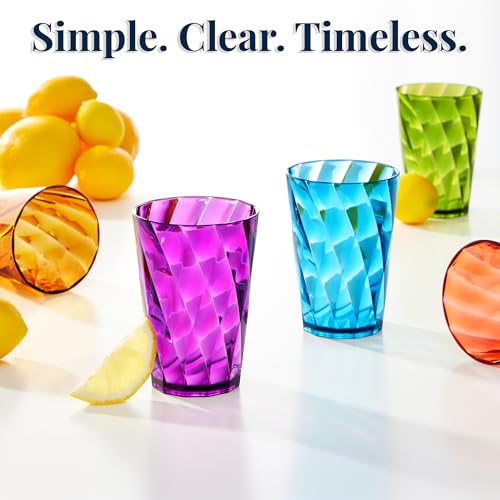 US Acrylic Optix Mini Plastic Reusable Drinking Glasses (Set of 8) 8oz Juice Cups in Jewel Tone Colors | BPA-Free Tumblers, Made in USA | Top-Rack Dishwasher Safe (Pack of 2) 8 ounces (Pack of 2)