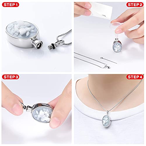zeqingjw Cremation Jewelry Urn Necklace for Ashes Pendants Butterfly with Flower Memorial Funeral Keepsake Jewelry for Ashes Silver