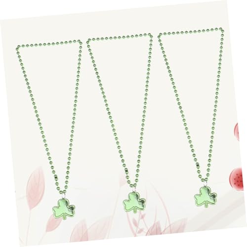 KOMBIUDA 3pcs Clover Necklace Bead Necklace for St Patricks Day Parade Pendant Accessories and Decorations