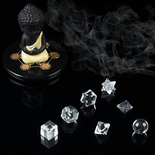 Clear Quartz 7 Pcs Platonic Solids Crystal Geometry Set, Platonic Solids