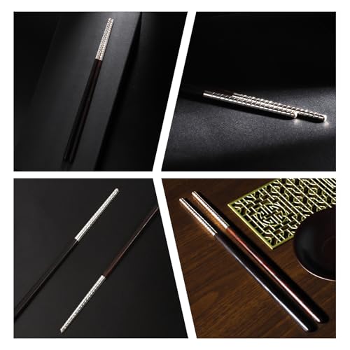 Handmade Rose Wood Chopsticks Sterling Silver Mahogany Luxury s999 Silver Chopstick High-Grade Non Slip Chinese Chopsticks with Hand-made Cloth Bag