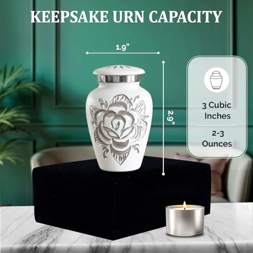 Cremation Urn for Ashes - Handcrafted Large Urn for Ashes with Velvet Bag - Adult Urns for Human Ashes Men & women Remains - Honour Your Loved One with Rose Urns For Ashes Adult (Pearl White, Small) S Pearl White