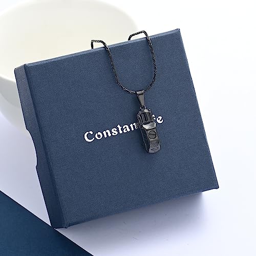 constantlife Small Car Cremation Jewelry for Men Women Urn Necklace for Ashes Stainless Steel Mini Human Pet Ashes Memorial Pendant Black