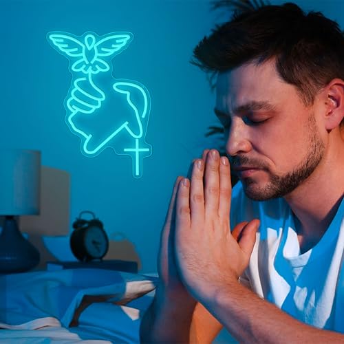 Peace Dove Neon Sign LED Christian Jesus Light Up Sign Cross Neon Light for Wall Decor Prayer Room Art Religious Home Easter Decorations Peace Dove