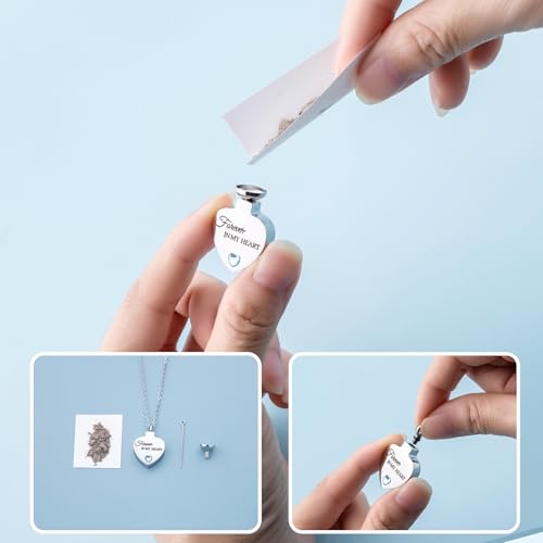 Cremation Jewelry for Ashes Pendant - Crystal Birthstone Heart Urn Necklace with Mini Keepsake Urn Memorial Ashes Jewelry for Women - Forever In My Heart Light Blue