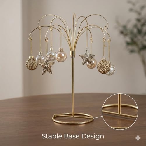 HOHIYA 13.5" Gold Ornament Display Stands 2 Pack Metal Holders Brass Gold
