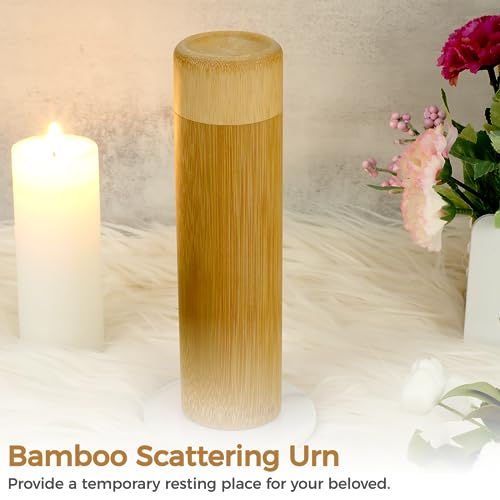4PCS Bamboo Scattering Urns for Human Ashes, Cremation Ashes Tube Urns, Small Bamboo Scattering Urns for Dog Cat Pet Ashes, Scattering Your Loved One’s Ashe in Your Favorite Place