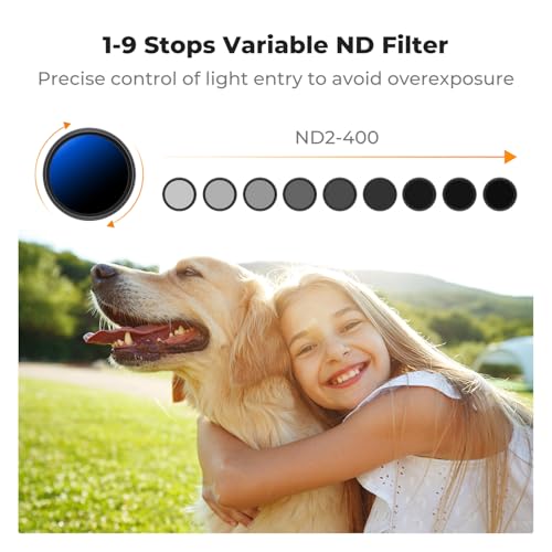 K&F CONCEPT 82mm Black Diffusion 1/4 & Variable ND2-400(1-9 Stops) 2-in-1