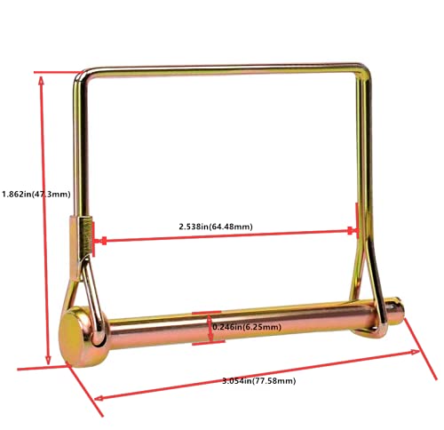 [Australia - AusPower] - 10 Pieces 1/4 Inch Wire Lock Pin, Trailer Coupler Pin,Hitch pin,Heavy Duty Safety Coupler Pin Shaft Locking Pin for Farm Trailers Wagons Lawn Garden(Square, Gold) 